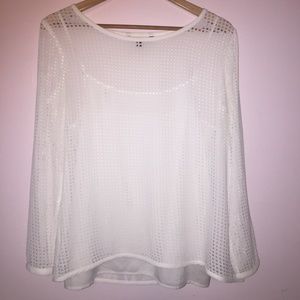 Banana Republic White Multi-Layer Mesh Top